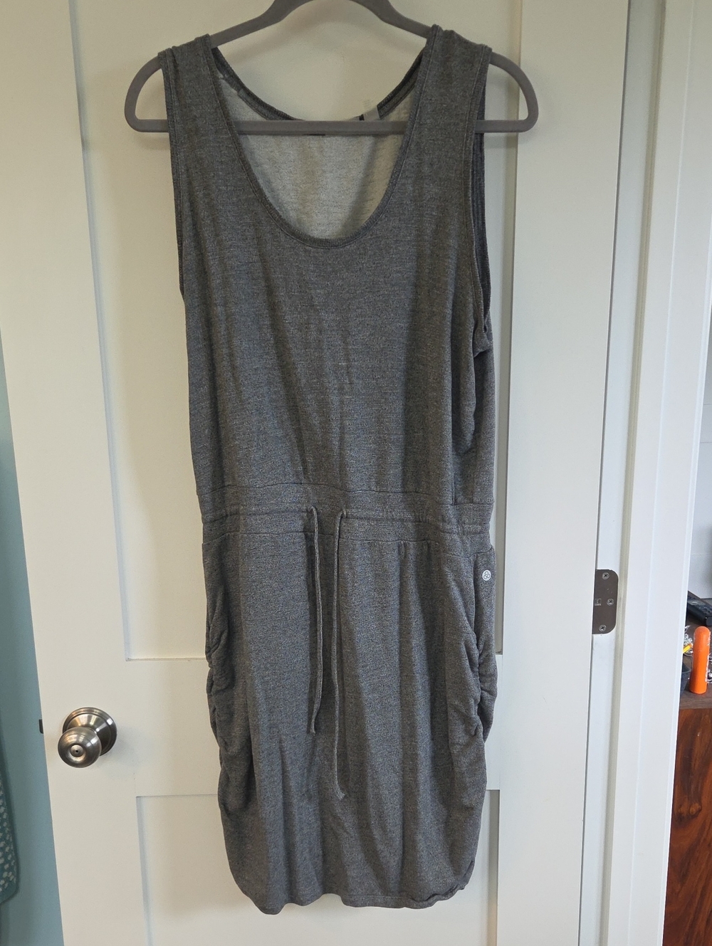 Zella Charcoal Scoop-Neck Drawstring Waist Dress